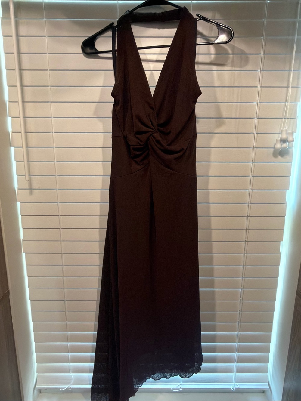 Bisou Bisou Halter Twist Front Maxi Dress in plum
